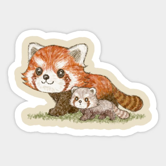 Red panda family walking Sticker by sanogawa